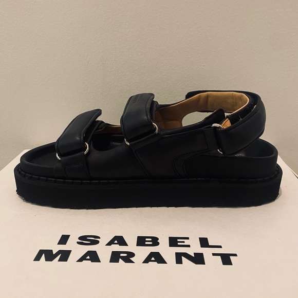 Isabel Marant Black Leather Madee Sandal 37 38 NWT - Picture 6 of 12